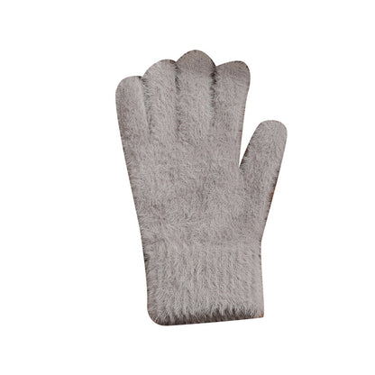 Women's For Cute Fleece-lined Pure Color Thickened Warm Cycling Gloves