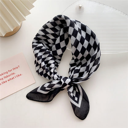 Women's Cotton Linen Small Square Towel Autumn Summer Bandana Headband Scarfs