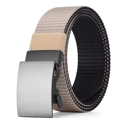 Men's Canvas Alloy Buckle Automatic Pant Business Outdoor Tactics Belts