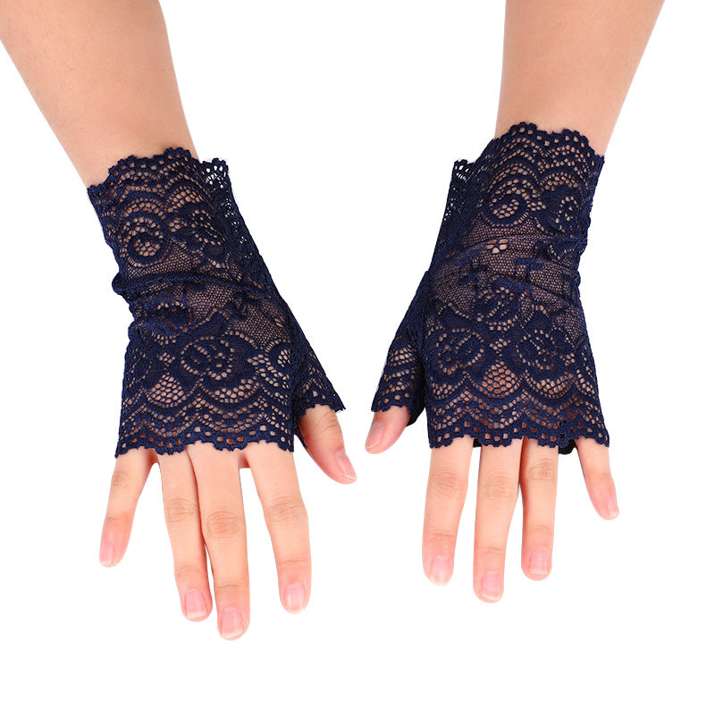 Women's Half Lace Driving Sun Protection Scar Gloves