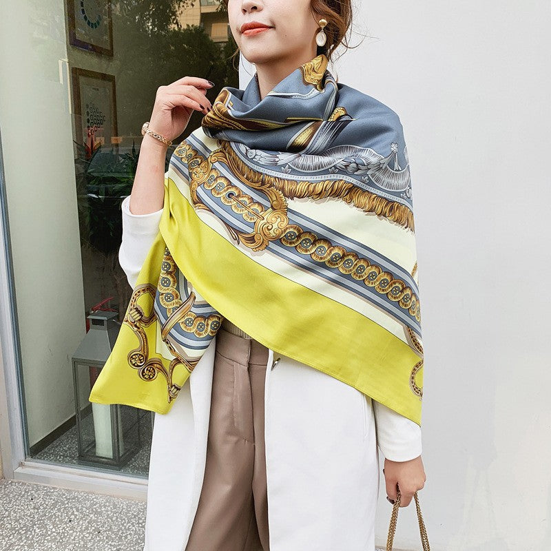 Leather Twill Artificial Silk Printed Large Scarfs