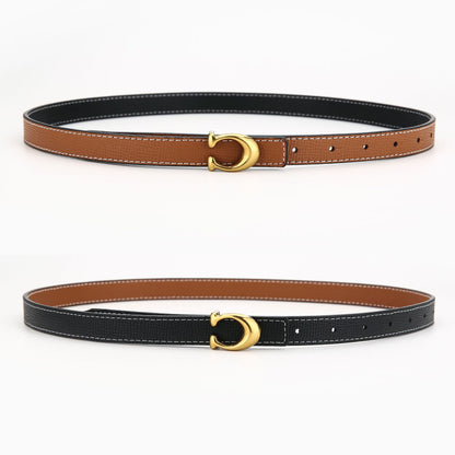 Women's Korean Genuine Leather Two-color Buckle Double-sided Belts