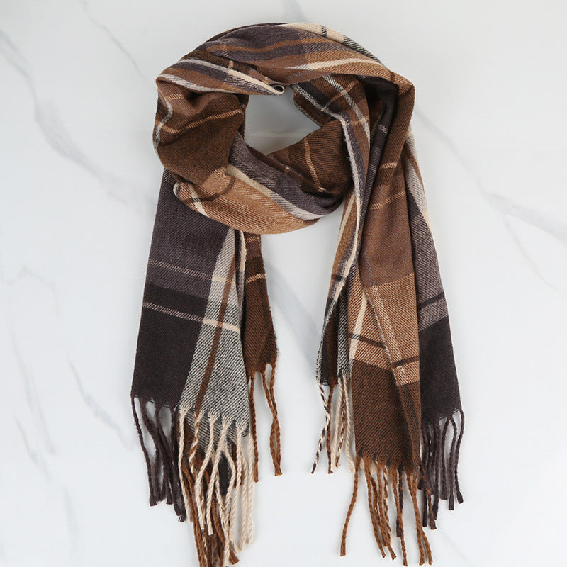 Style Fashion Patch Small Plaid Tassel Scarfs