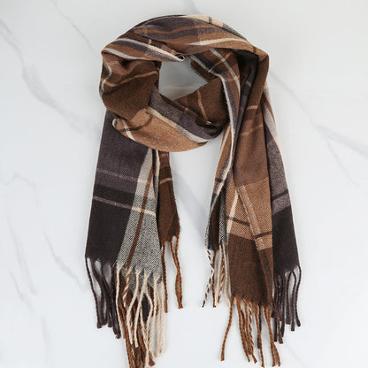 Style Fashion Patch Small Plaid Tassel Scarfs