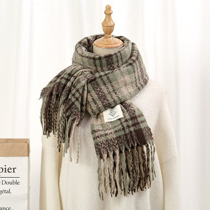 Sweet Pink Plaid Soft Glutinous Winter Scarfs