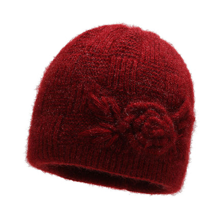 Women's Hat Fashion Flower Woolen Fleece-lined Warm Hats & Caps