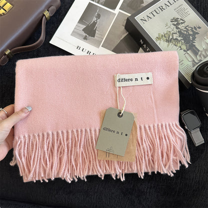 Women's Pure Color Artificial Cashmere Winter Warm Korean Style Scarfs