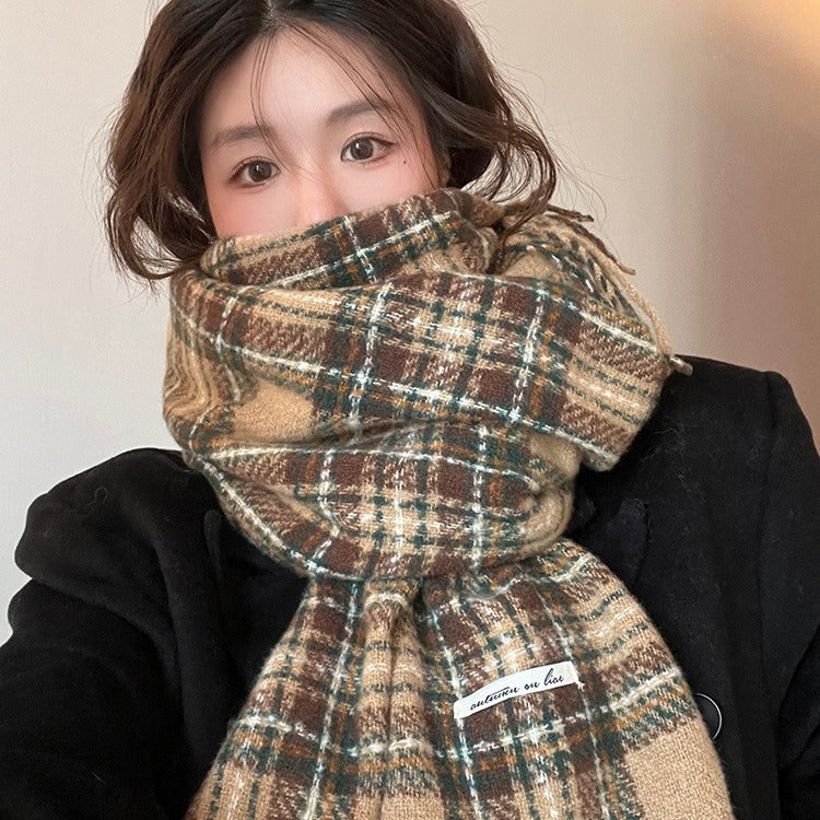 Women's Winter High-grade Plaid Korean Style Couple Shawl Scarfs