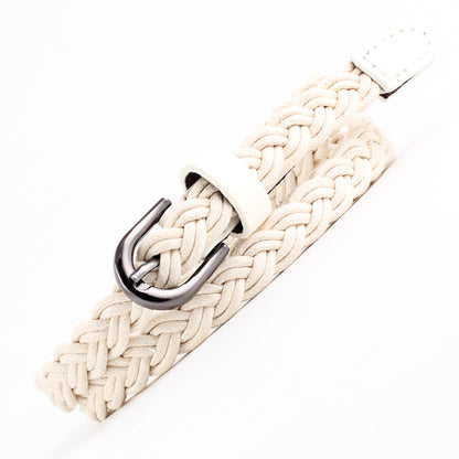 Women's Casual Wax Rope Woven Pin Buckle Belts