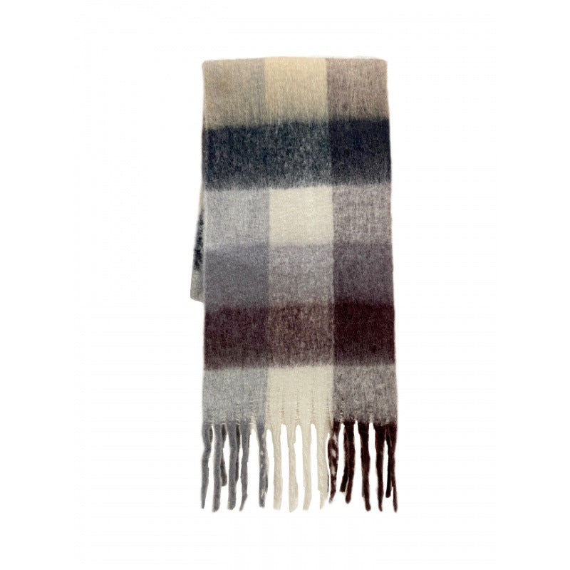 Warm Rainbow Plaid Long Soft Glutinous Scarfs