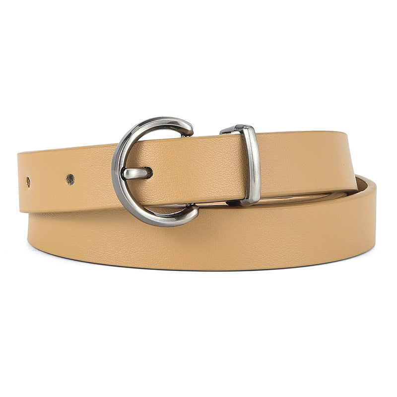 Women's Sier Round Pin Buckle Leather High-grade Versatile Decorative Belts