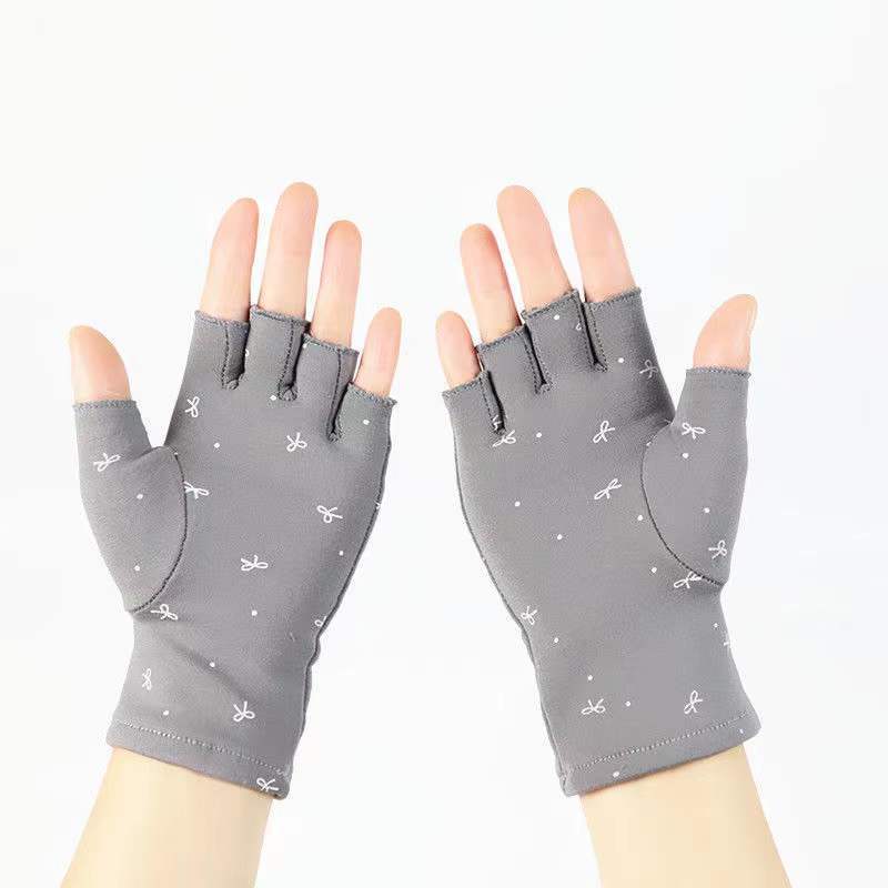 Thermal Half Finger Exposed Two Touch Screen Ladies Writing Gloves