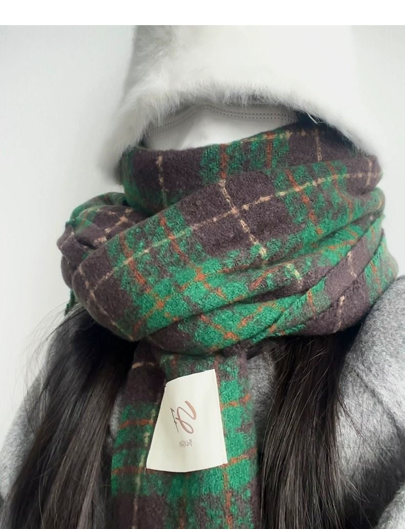 Purple Winter Tassel Plaid High-grade Shawl Scarfs