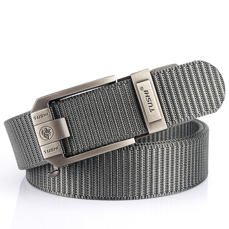 Toothless Automatic Buckle Woven Thick Nylon Canvas Belts