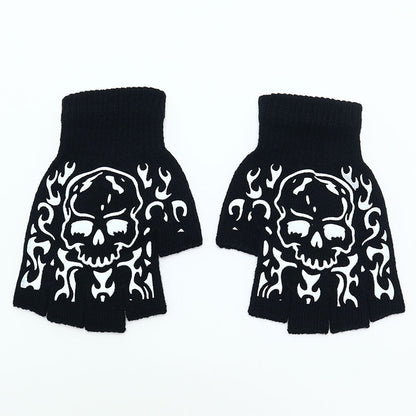 Women's & Men's Warm Wool Halloween Carnival Performance Skull Gloves