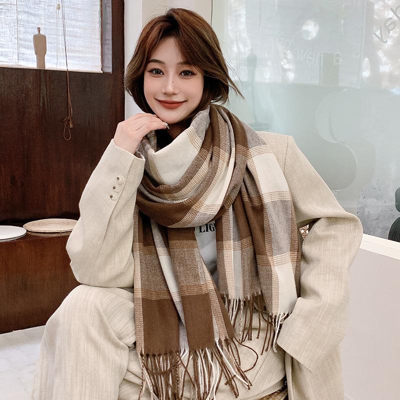 Women's & Men's Korean Style Winter Cashmere Vintage Plaid Scarfs