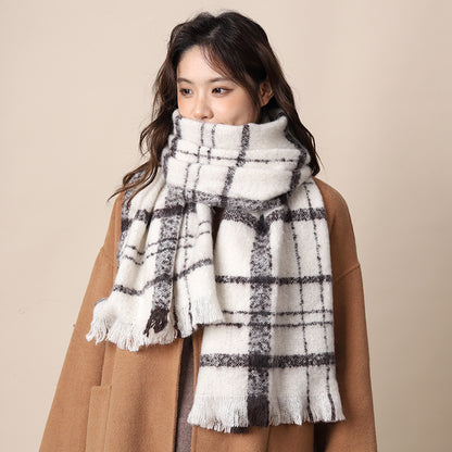 Women's Plaid Korean Thickened British Shawl High-grade Scarfs