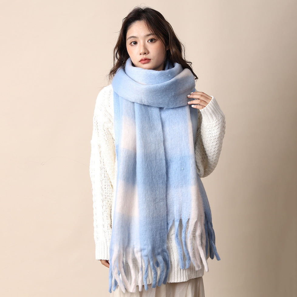 Women's Plaid Korean Thickened British Shawl High-grade Scarfs