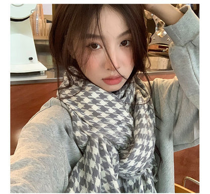 Korean Style Warm Winter Chessboard Plaid Scarfs