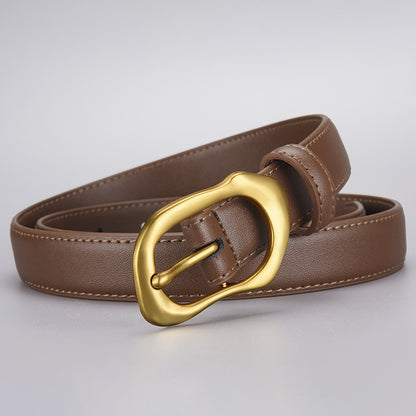 Women's Summer Pin Buckle Genuine Leather Thin Belts