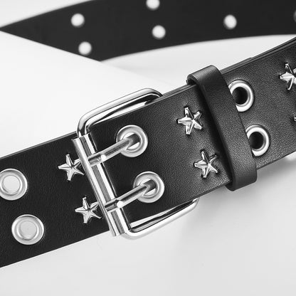 Star Double Row Air Hole Punk Belts