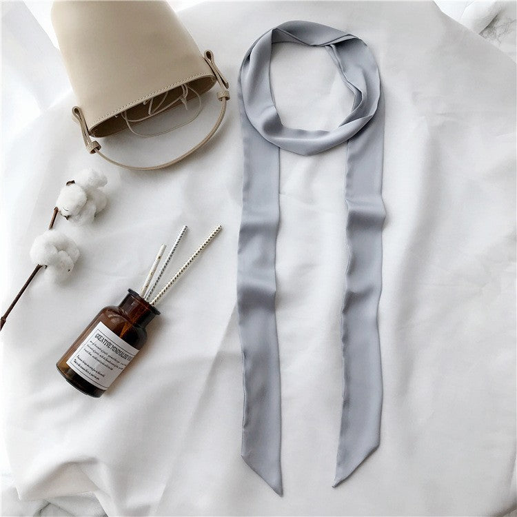 Artificial Silk Thin Narrow Long Pure Scarfs