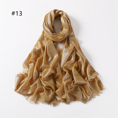 Women's Color Soft Thin Golden Sier Cord Scarfs