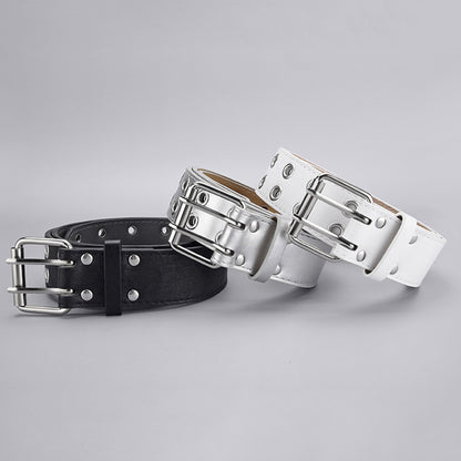 Women's & Men's Double Row Air Hole Pin Buckle Fashion Decorative Belts