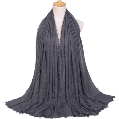 Women's Solid Color Cotton Linen Crumpled Fashion Scarfs