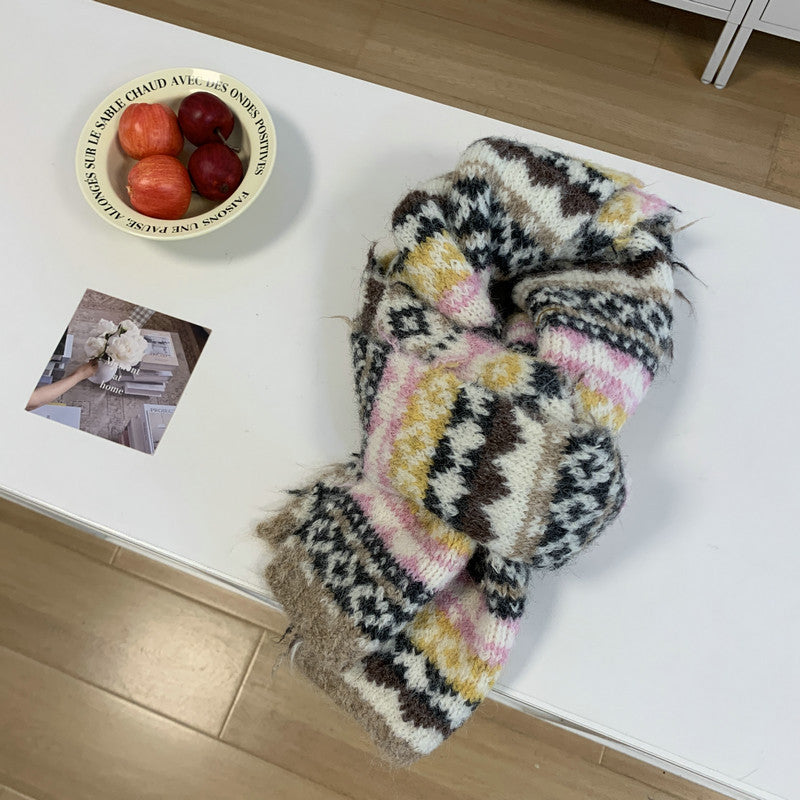 Jacquard Vintage Fair Thick Warm Winter College Style Scarfs