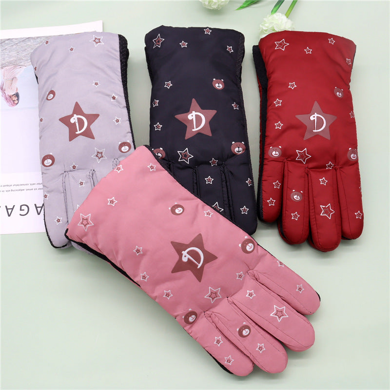 Women's Warm Cute Cycling Cold Protection Windproof Thickening Gloves