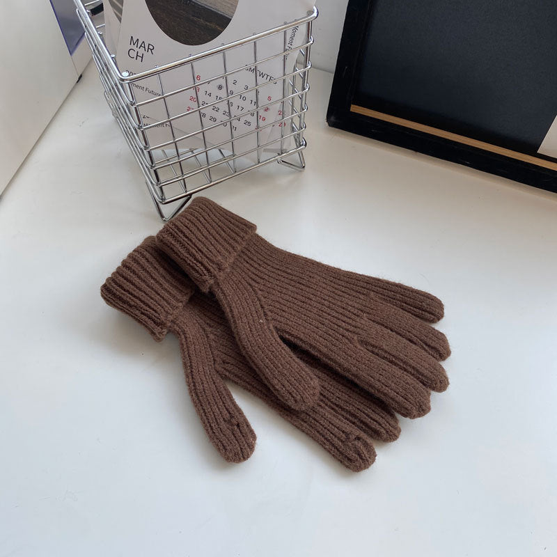 Knitted Five-finger Long Touch Screen Keep Warm Gloves