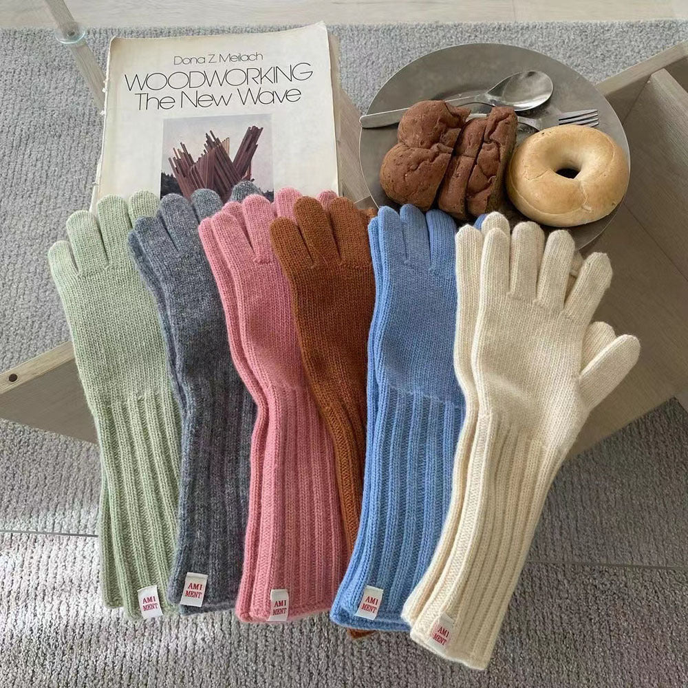 Women's Of Korean Solid Color Knitted Winter Gloves