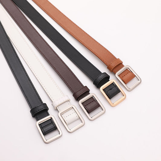 Women's Square Buckle Versatile Simple Retro Decorative Belts