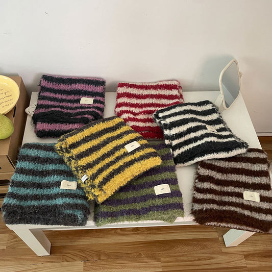 Striped Wool Warm Couple Retro Contrast Scarfs