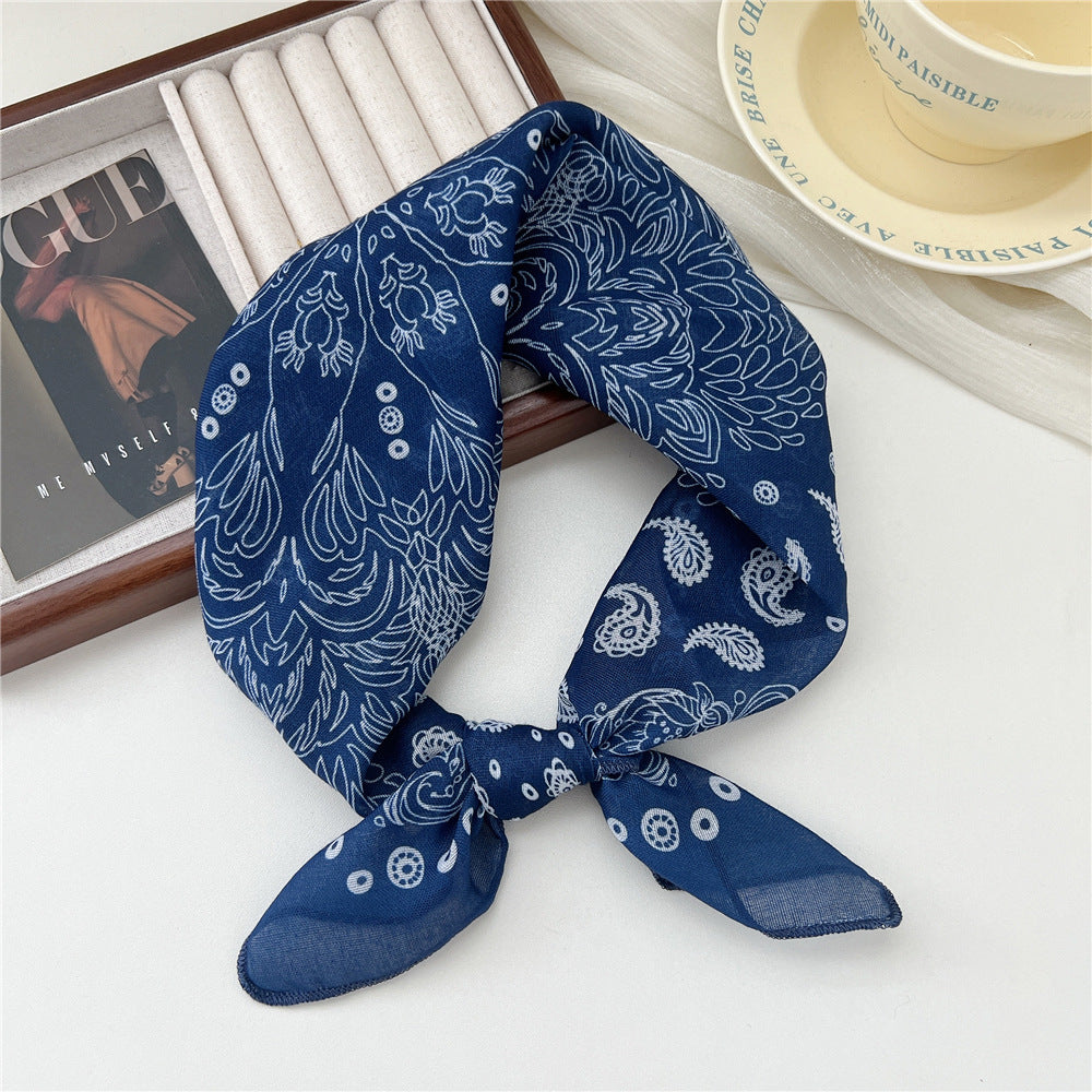 Small Square Towel Silk Female Autumn Summer Bandana Headband Scarfs