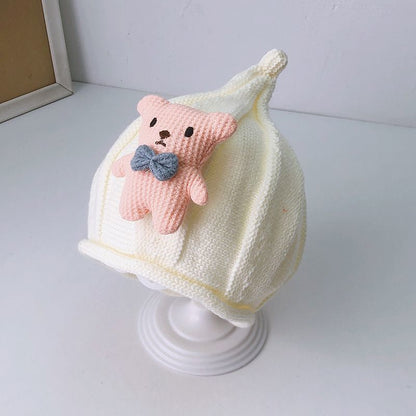 Children's Male Female Cute Super Knitted Bear Head Kids' Headwear