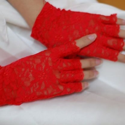 Women's Lace Half Finger Sun Protection Wedding Gloves