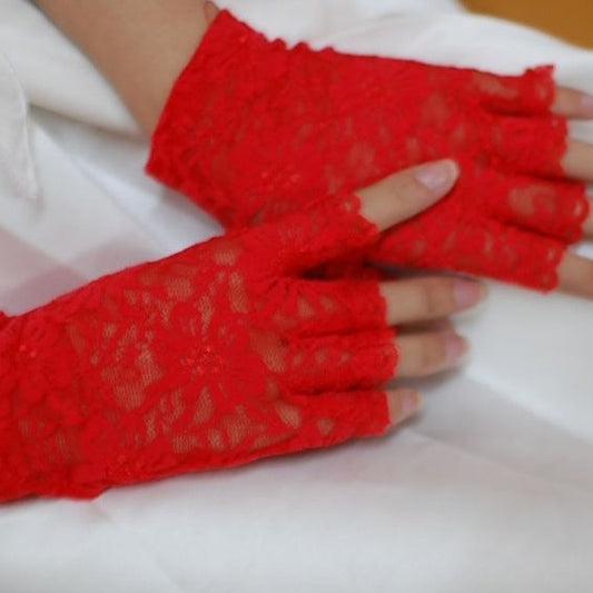 Women's Lace Half Finger Sun Protection Wedding Gloves