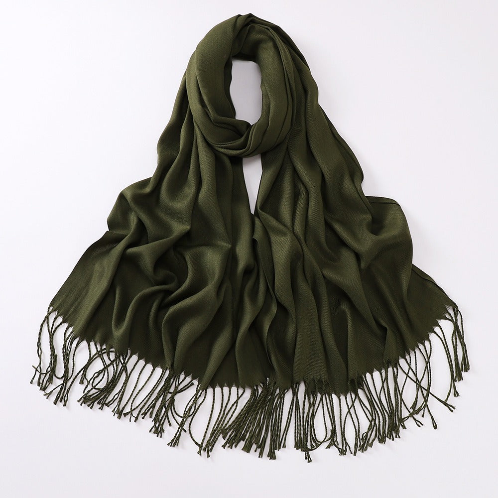 Imitation Cashmere Solid Color Long Warm Scarfs