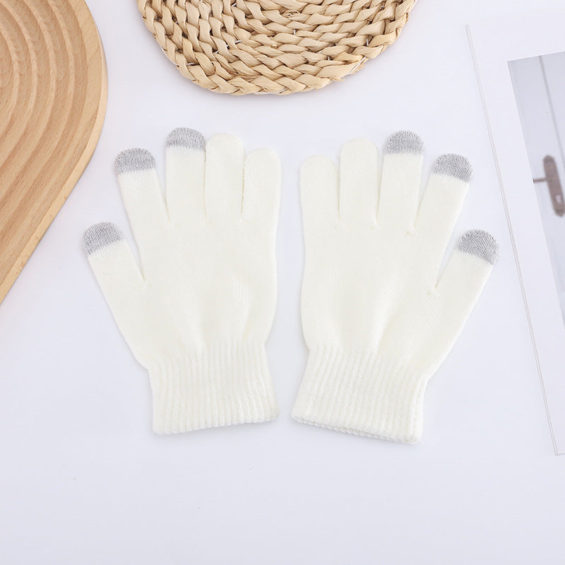 Touch Screen Candy Color Knitted Outdoor Office Gloves