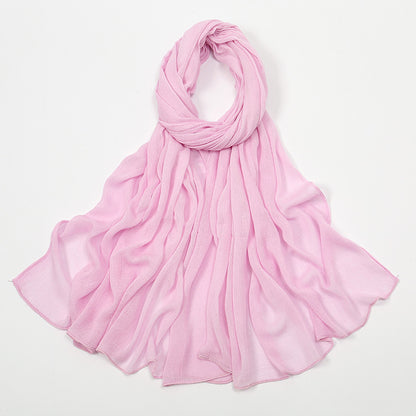 Rayon Headscarf Solid Color Elegant Crumpled Scarfs