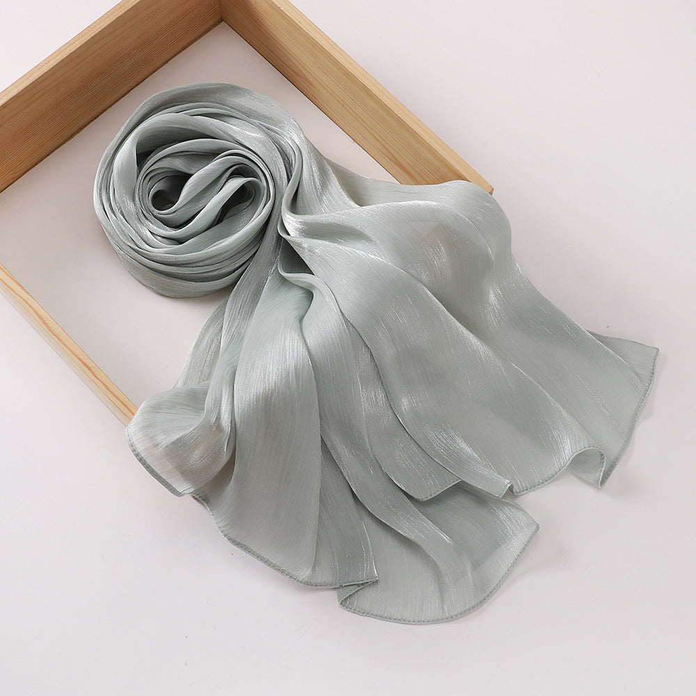 Breathable Cool Island Satin Smooth Crepe Malaysia Scarfs