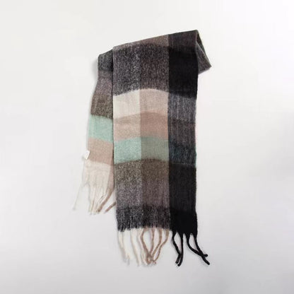 Colorful Plaid Striped Thick Braid Mohair Scarfs