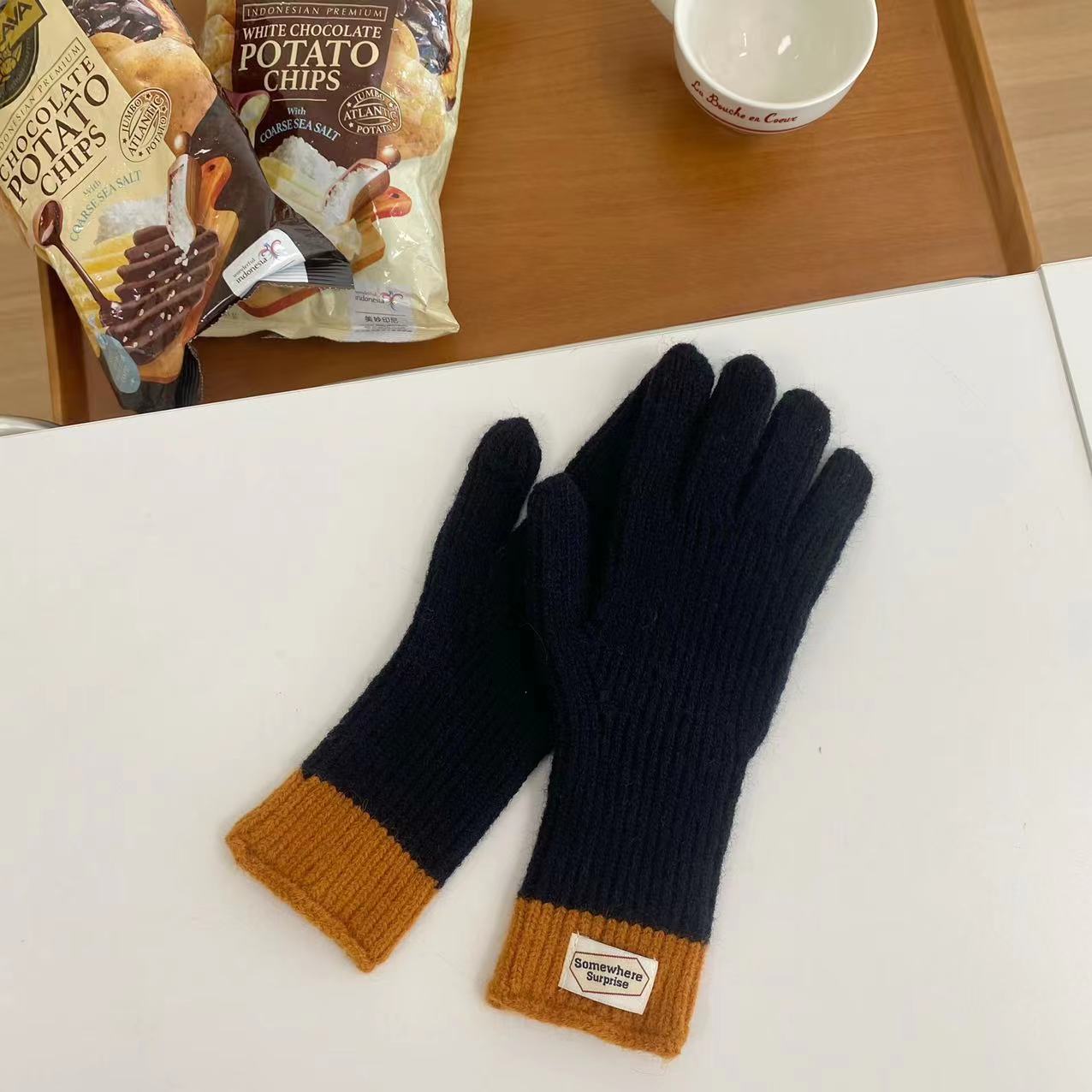 Touch Screen Finger Five Warm Female Gloves