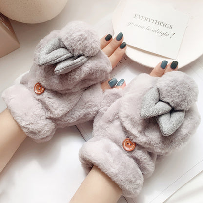 Winter Fleece-lined Cute Korean Style Cartoon Extra Thick Gloves