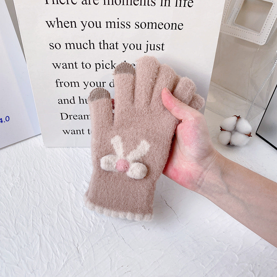 Women's Sweet Warm Winter Thickened Cold Protection Full Finger Slimming Gloves