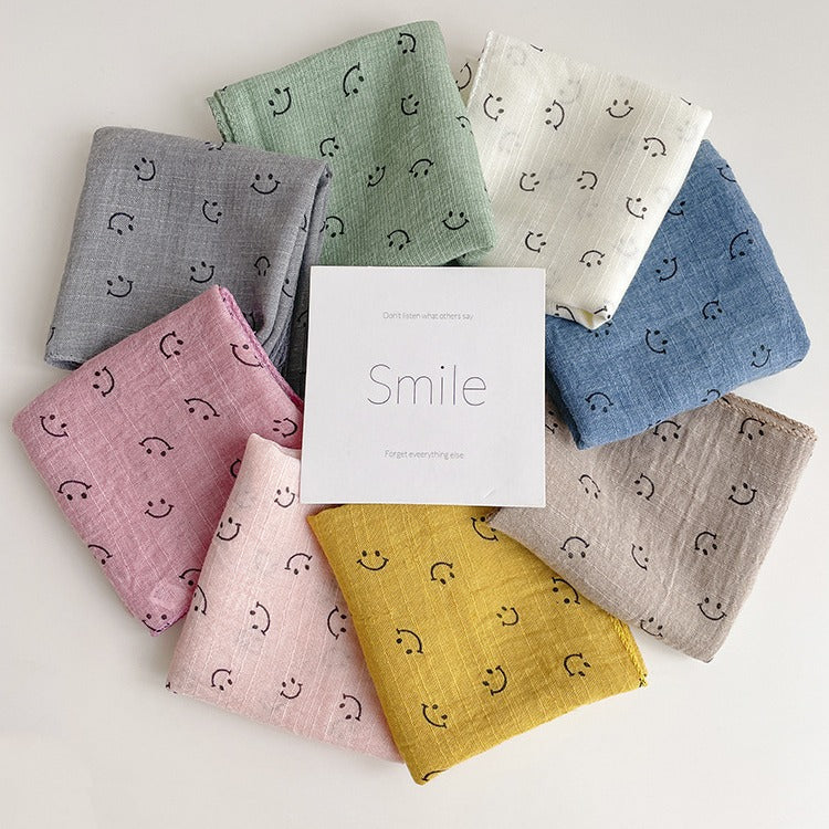 Women's & Men's Smiley Face Cotton Linen Thin Kerchief Scarfs