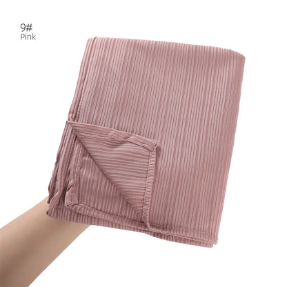 Women's Knitted Pure Color Soft Striped Bag Scarfs