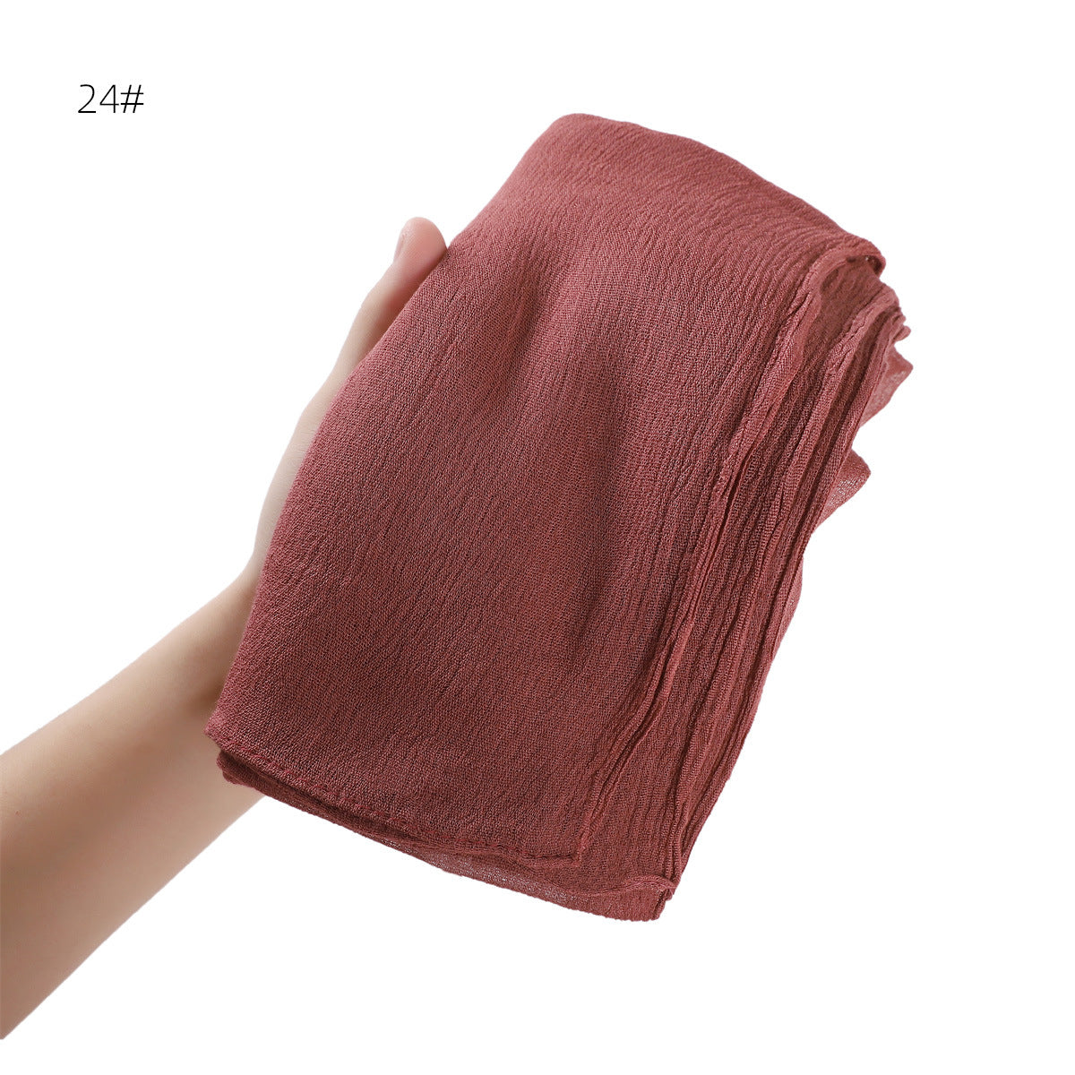 Solid Color Curling Pleated Rayon Fine Scarfs